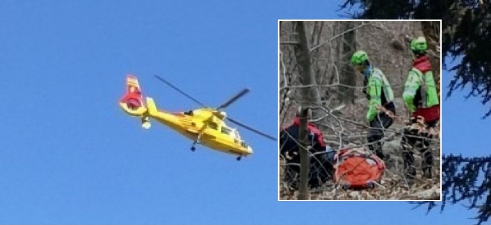 Travolto da un tronco mentre taglia legna nel bosco: elitrasportato all'ospedale un 58enne